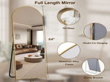21"x64" Arched Full Length Mirror Full Body Free Standing Floor Mirror, Gold 53020060