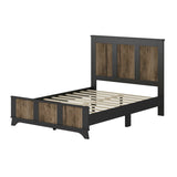 Farmhouse Wooden Platform Full Size Bed, Modern Platform Bed with Wooden Strip Decoration, Plywood WF530905AAB