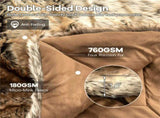 Coffee 760GSM Faux Raccoon Fur Throw Blanket 60"x80" Double-Sided Soft Micro-Mink Lined Blanket 03199611