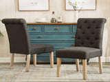 Habit Solid Wood Tufted Parsons Dining Chair, Set of 2, Charcoal T2574P164542