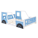 Full Size Classic Car-Shaped Platform Bed with Wheels,Blue WF306743AAC