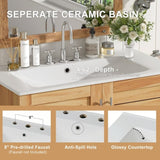 30" Antique Bathroom Vanity with Ceramic Sink, Mid-Century Modern Bathroom Vanity Cabinet with 2 N817P245326N