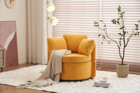 ZUN Fabric Swivel And Storage Chair With Back Cushion For Living Room,Yellow 34297228