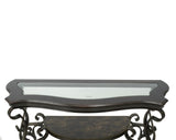 Sofa Table, Glass table top, MDF W/marble paper middle shelf, powder coat finish metal legs. W48720762