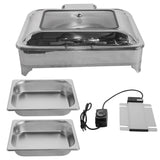 Electric Chafing Dish 9L/9.5QT 400W 110V Food Warmer Buffet Electric Chafing Dish with Glass Lid for 21236772