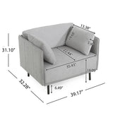 39" Vintage Grey Lounge Chair with Polyester Upholstery, Solid Wood Frame and Steel Legs, N767P208310G