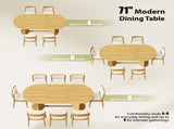 70.9" Oval Dining Table for 6 People, Fluted Panel Legs with 2 Side Open Storage Shelves, MDF 49195163