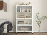5-Tier Rolling Microwave Stand Flip Dust-Proof Doors 4 Casters with Brakes Kitchen Storage Rack 71337506