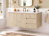 36-Inch Wall-Mounted Bathroom Vanity with Ceramic Sink, Soft-Close Doors Drawers, MDF N729P517638N