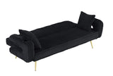 The straight-row Black corduroy sofa with throw pillows, featuring a minimalist style, is suitable W1658P251987