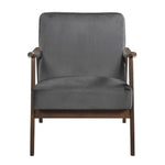 ZUN Mid-Century Modern Design 1pc Accent Chair Dark Gray Velvet Upholstery Dark Walnut Finish Wood, B011P256602