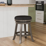 24" Counter Stool, Weathered Gray Finish, Charcoal Fabric Seat B04660672