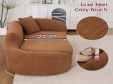 LY-048 Compression Curved Chaise Longue Chair Indoor, Modern Chenille Loveseat Couch with Deep Seat W2231P401723