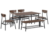 6-Piece Modern Dining Set for Home, Kitchen, Dining Room with Storage Racks, Rectangular Table, 87946117