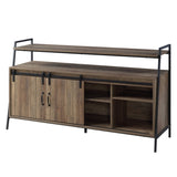 ZUN Rustic Oak and Black TV Stand with Sliding Barn Door B062P209174