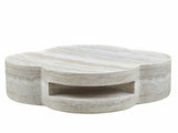31.5" Clover Round Faux Marble Coffee Table No Assembly Required, Anti-Slip Raised Edge, Open W2664P462015