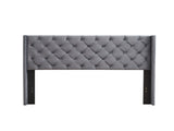 Velvet Button Tufted-Upholstered Bed with Wings Design - Strong Wood Slat Support - Easy Assembly W31128434