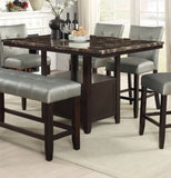 Dining Room 1pc Counter Height w Shelve Storage Base Faux Marble Top Birch wood MDF Dining B011130015