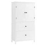 ZUN Bathroom Storage Cabinet, Cabinet with Two Doors and Drawers, Adjustable Shelf, MDF Board, White 98836434