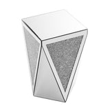 Inverted triangular mirror square, crystal diamond inlaid coffee, silver glass side W1005P189513