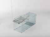 32" Live Animal Cage Trap, Heavy Duty Folding Raccoon Trap, Humane Cat Trap with Handle, Silver 79770301