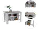 Rockaway 3-Shelf Kitchen Island White and Light Grey B06280061