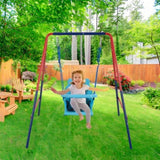 XNS067B green and blue interesting 2 in 1 baby swing mental plastic safe swing set 110lbs for W1711P208374