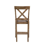 Contemporary Counter Height Chairs Set of 2 Upholstered Seat X-Back Classic Oak Finish Wooden Dining B2741P336519
