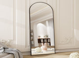 21"x64" Arched Full Length Mirror Full Body Free Standing Floor Mirror, Black 47361208