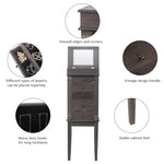 ZUN Standing Jewelry Armoire with Mirror, 5 Drawers & 8 Necklace Hooks, Jewelry Cabinet Chest with Top 64066253