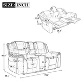 2 Seater Home Theater Recliner Manual Recliner Chair with a Storage Box and Two Cup Holders for WF323619AAE