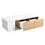 ZUN 47.2''-57''W Coffee Table with 2 Storage Drawers, Dual-tone Wood Center Table with 09878742