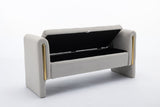 032-Velvet Fabric Storage Bench Bedroom Bench With Gold Metal Trim Strip For Living Room Bedroom W527122005