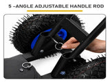 Manual Snow Pusher 36x18in with H-Handle, Blue Iron Blade, Black Handle, Blue Wheels, Snow Plow 33234706