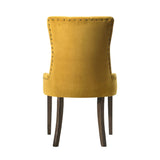 Set of 2 Velvet Upholstered Dining Chairs, Yellow and Espresso B016P315262