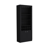 Nero 74-Inch Tall Bar Cabinet 4-Tier Modern Bar Cabinet with Glass Holder Stemware Rack, Wine B200P188833