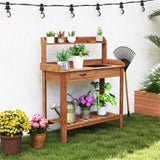 Outdoor wooden garden table with drawers 48243823