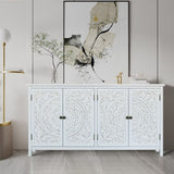 60"White Accent with 4 Doors, Rustic Wood Sideboard Pantry - Versatile Buffet W2295P306910