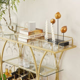 ZUN Electroplated Glass Bar Cart, With Wine Rack And Glass Holder, For Kitchen, Serving, Hotel Gold 59267450