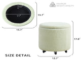 Storage Ottoman Foot Rest Round Footstool Teddy Velvet Footrest Multifunctional Rolling Stool Coffee 23593543