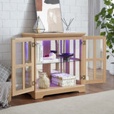 LED Curio Display Cabinet,Antique Display Cabinet with Adjustable Shelves,Retro Design Quality W2275P231692
