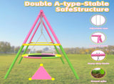 Flying Saucer Swing Set with Heavy Duty A-Frame Metal Swing Stand, Full Steel, Outdoor for Kids, W1163P363321