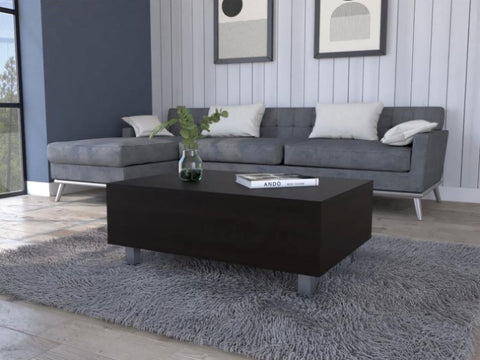 ZUN Tilton Rectangle Lift Top Coffee Table Black Wengue B06280625