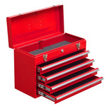 ZUN Metal Tool Box with 4 Drawers Portable Steel Tool Chest with Metal Cylinder Lock and Latch Closure, W3037P241995