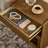 Mid Century Modern Nightstand Charging Station & Outlet Hole & 2 Drawers, Farmhouse End Table W1801P303392