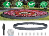 20 Pack Cobbled Stone Look Garden Edging, Flexible Interlocking PVC Landscape Edging, 16 FT No Dig 28864555