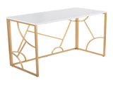 Contemporary Desk in Gold Metal and White Wood B202P223960
