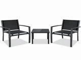 3-Piece Outdoor Bistro Set, Breathable Textilene Chairs & Glass Coffee Table for Patio 03208194