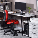 Rectangular Writing Desk with 2 Tier Shelf, Antique White and Black B016P312631