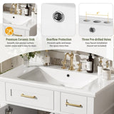 30" Bathroom Vanity with Ceramic Sink, Modern Storage Cabinet with Soft-Close Doors, Deep Drawer & N729P276610K